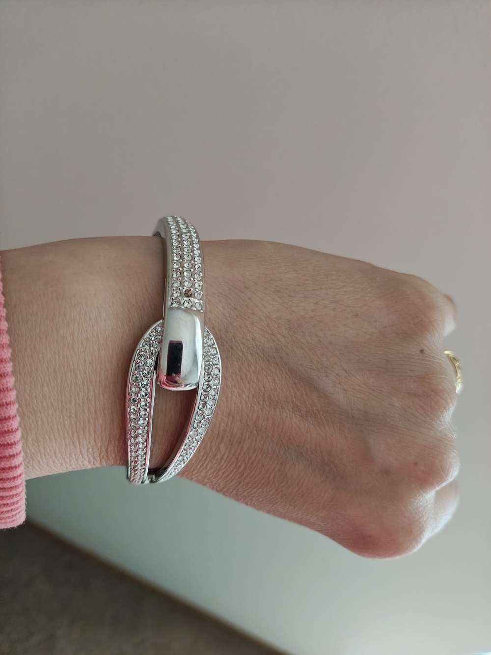 Elegant Silver Crystal-Accented Women's Bracelet